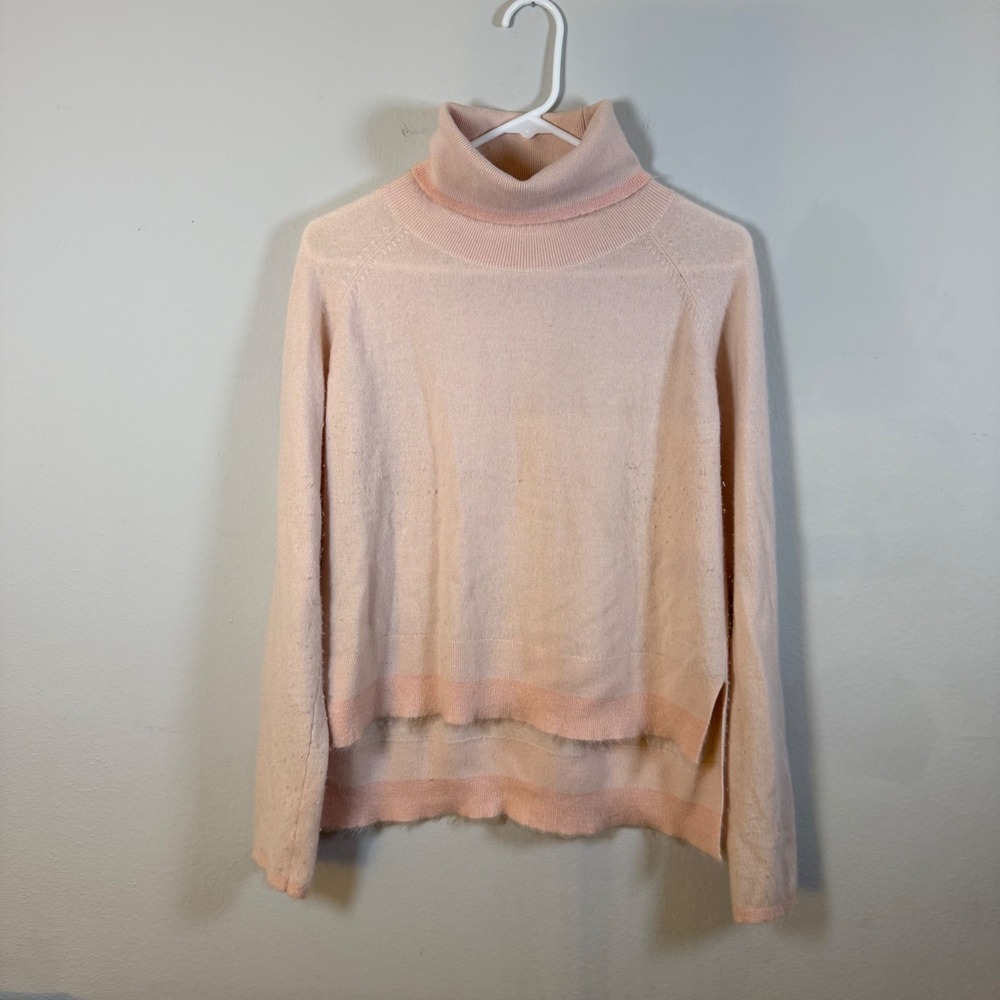 Derek Lam 10 Crosby‎ Pink 100% Cashmere Mohair Trim Turtleneck Sweater Small